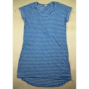 Spirit Activewear Large Dress Tunic Striped Womens Blue Gray Scoop Drop Shoulder